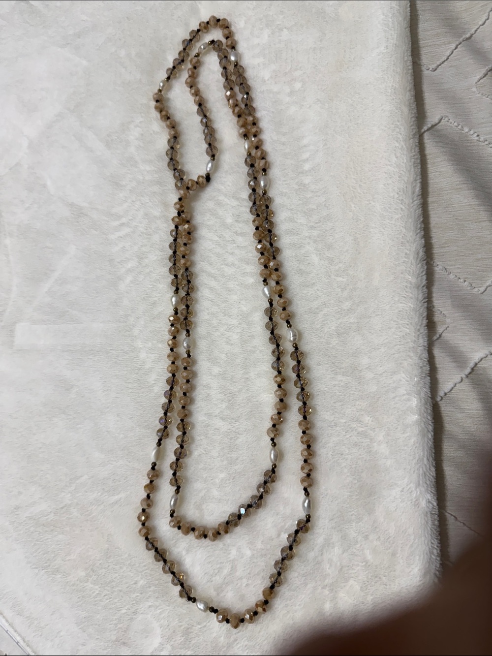 Trendy boutique Beige Faceted Crystal Layered Necklace